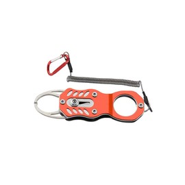Mini Fishing Gripper, 12cm Portable Fish Lip Grabber Tool Fish Holder with Coil Keyring Multi-Functional Pliers Tools Hook Remover for Outdoor Sea Fishing, Red