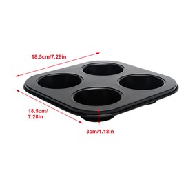2pcs 4-Hole Muffin Pan, Bakeware Non-stick Cupcake Baking Pan Mini Pie Pans, Heavy Duty Carbon Steel Muffin Tray Standard Baking Mold Pan for Oven Bakings (Black)
