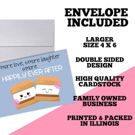 Funny Wedding Cards for Lesbian Couple Newlyweds – Smore Love, Laughter & Happily Ever After Greeting for Bride and Bride Wedding Congratulations Happy Couple 4X6 inch Card w/Silver Envelope Included