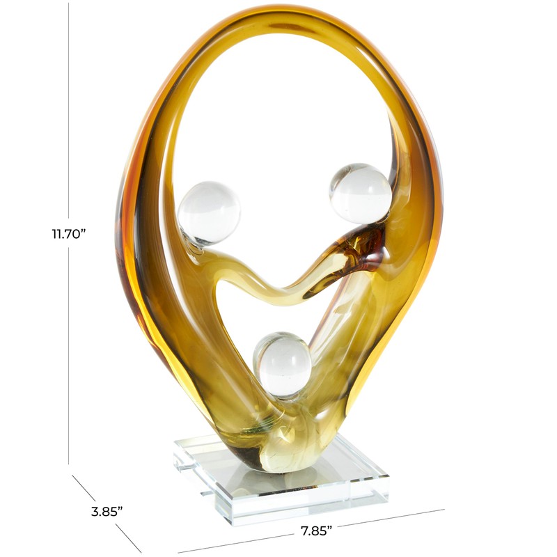 Deco 79 Glass Abstract Curved Cutout Sculpture with 3 Small