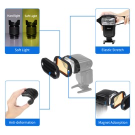 Selens Magnetic Color Filter + Reflector Honeycomb Grid Kit 7 Colors for Flash/Strobe MN-BK