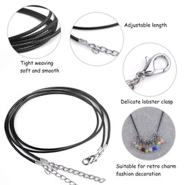 KUUQA 120 Pcs Waxed Necklace Cord with Clasp 20 Inches Black Necklace Cord for Necklace Bracelet Jewelry Making