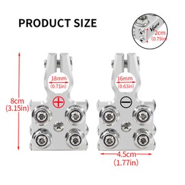 Vgate Car Battery Terminal Connectors, 15-Way Lead-Acid Battery Terminal, AGM Post Terminal Ends Connect, 8AWG up to 4/0(XL) Wire for SAE/DIN/EN, Compatible with Cars, Vans, Trucks and More