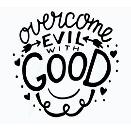 Overcome Evil with Good Religious Quote Decals for Wall - Christian Vinyl Wall Art - Quotes Wall Decor for Bedroom Bathroom Classroom - Matte Vinyl Wall Decal Sayings for Wall Décor