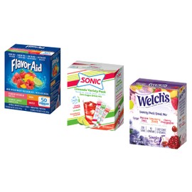 SINGLES TO GO! Sonic Limeade, Flavoraid Aguas Frescas and Welchs Variety, Powdered Drink Mix Variety Pack Boxes - 40ct Boxes, 120 Total Servings (Pack of 3)
