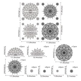 Kazova Black Mandala Flower Window Stickers Removable Hippie Wall Decal Headboard Wall Sticker Decor for Living Room Bedroom Modern Home Decor