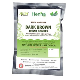 Allin Exporters Dark Brown Henna Hair Color - 100% Organic and Chemical Free Henna for Hair Color - (60g x 3 Packets)