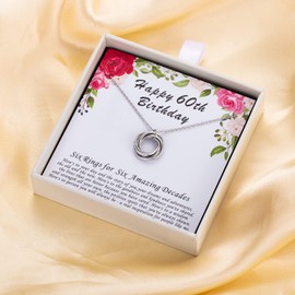 AM ANNIS MUNN 60th Birthday Gifts for Women, 925 Sterling Silver Six Circle Necklace for Women 6 Decade Jewelry for Women 60th Birthday Gifts Ideas Happy Birthday Necklace