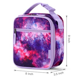 Choco Mocha Lunch Bag for Kids Girls, Kids Insulated Lunch Bag for School Picnic, Nebula (Red & Purple)