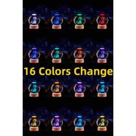 CBGCYSY Wolf Crystal Ball Lamp with LED Wooden Base, 16 Colors Change & Remote Control Moon Crystal Ball Night Light, Upgraded 3.15 Inch Glass Light, Gift for Kids Wife Girlfriend (Wolf)