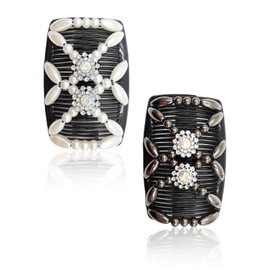 AORHOFJ Pack of 2 Fashion Stretchy Hair Clips, Pearl Hair Comb Pins, Women's Hair Clips for Thick or Fine Hair, Durable Women's Double Hair Comb Beads Girls Hair Accessories DIY Hairstyle