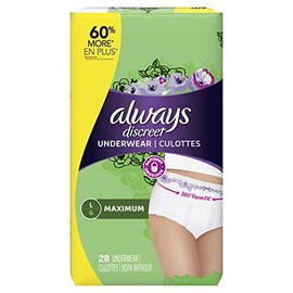 Always Discreet, Incontinence & Postpartum Underwear for Women, Maximum, Large, 28 Count