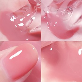 COSMOO Nude Nail Polish, 12ml Transparent Peach Pink Quick Dry Nail Lacquer, Jelly Nail Art Varnish-12ML