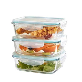 Pykrudo Glass Storage Containers With Lids, 3PCS 700ML Glass Food Containers With Lids,Airtight and Reusable for Soup, Lunch, Salad, Leftovers