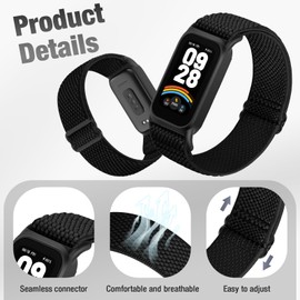 2 Pack Elastic Bands Compatible with Xiaomi Smart Band 9 Active Women Men, Soft Nylon Replacement Sport Wriststrap for Redmi Band 3