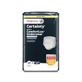 Certainty Men's ComfortLux Underwear, XL 48-64" Waist, Maximum Absorbency, 26 Count (Pack of 2) Total of 52 Count