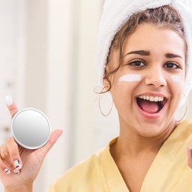 Espejo Compacto Espejo de Cristal de Maquillaje Redondo Espejo de Bolsillo Pequeño Espejos Portátiles Mini Espejo de Monedero Personal para Mujeres Regalos, 2.76 Pulgadas(Blanco,36)