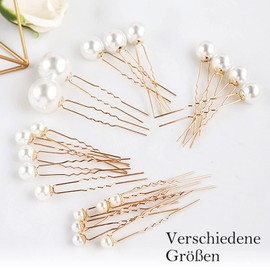 THETAG Wedding Beads Hair Pins, 36 Pieces U-Shaped Pearl Hair Pins, Bridal Pearl Hair Pins, Hair Accessories for Bridal Hairstyle and Bridesmaid Hairstyle (Golden)