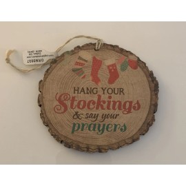 P Graham Dunn Christmas Holiday HANG YOUR STOCKINGS W/ PRAYERS Wood Ornament NWT