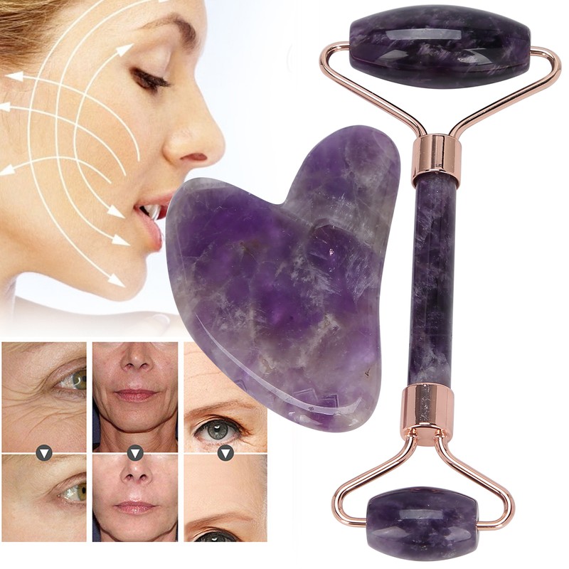 Portable Face Roller Massager Facial Beauty Roller Heart Shaped Gua