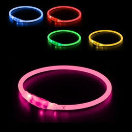LED Light-up Collar Rechargeable 3 Light Modes Illuminate Your Beloved Pet for Safety and Visibility (X-Small to Medium, Pink)