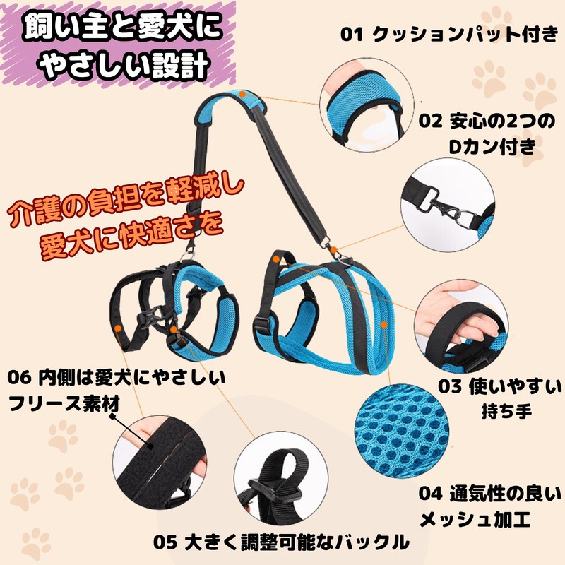 【獣医師推奨】Parhumsin 犬 介護用品 介護 ハーネス 大型犬 中型犬【M】