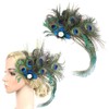 Frcolor 1920 Peacock Feather Hair Clip Gatsby Flapper Peacock Feather