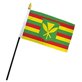 Trade Winds Wholesale Lot of 12 Kanaka Maoli Hawaii 4"x6" Flag Desk Table Plastic Stick Staff