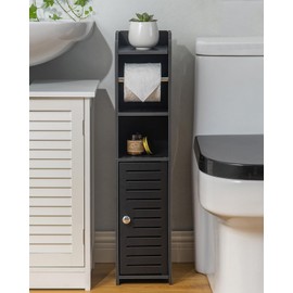 AOJEZOR Toilet Paper Holder Stand: Freestanding No Drill PVC Bathroom Storage for Apartment Renters -Protect Rental Deposit- Small Space Storage Solution