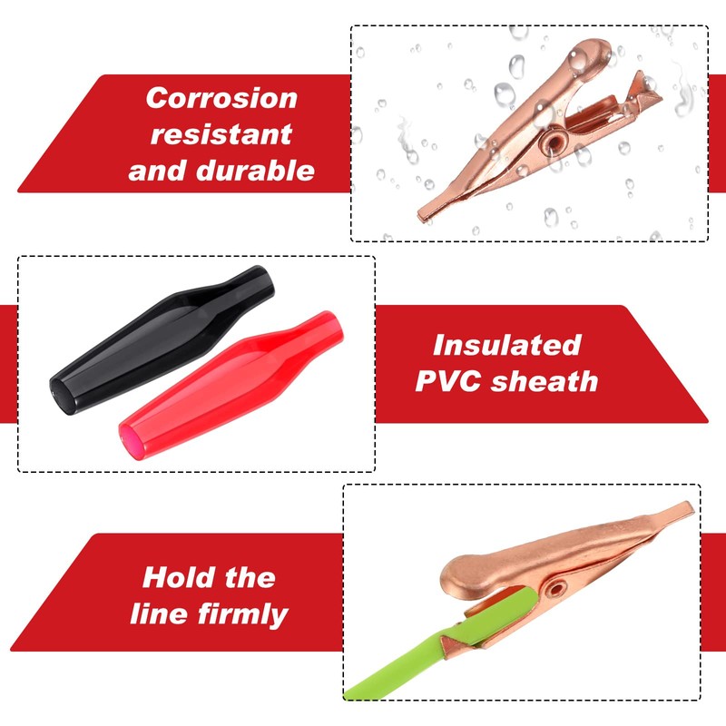 Moxweyeni 20 Pack Micro Toothless Alligator Test Clips, Small Solid