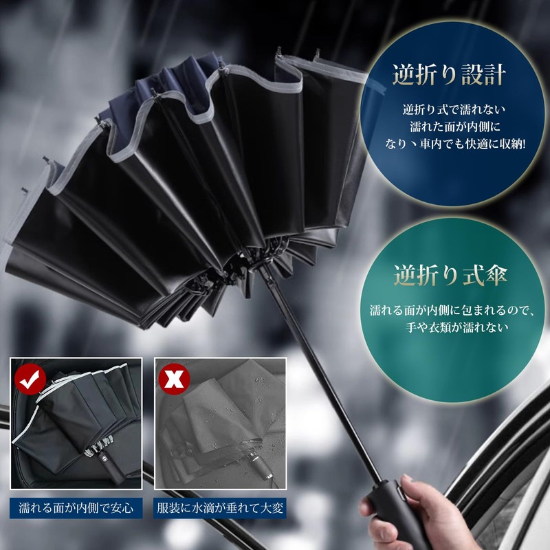 Folding Umbrella, 2024 10 Ribs, Reverse Folding, One-Touch Automatic Opening/Closing,