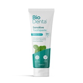 BioDenta Sensitive Whitening Toothpaste, 75 ml - (Pack of 3) - 98% Natural Vegan, Vegetarian and Halal Friendly. Free from SLS, PEG & Parabens - Pack of 3