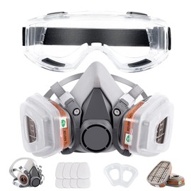 MAEZOE Vapor Paint Project Reusable Respirator with Glasses Half Facepiece Shield 6200 Face Cover for Painting, Welding, Polishing, Woodworking