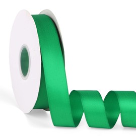 Cinta de satén verde de doble cara de 1 pulgada x 50 yardas continua, cinta de tela de poliéster de alta densidad para envolver regalos, bodas, fiestas, manualidades, lazos para el pelo, flores, decoración del hogar