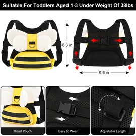 Accmor Toddler Harness Leash + Anti Lost Wrist Link, Cute Bee Kids Harness Backpack with Leash, Child Harness Leash Safety Wristband Strap Belt Protector Christmas Gift for Baby Boys Girls to Outdoor
