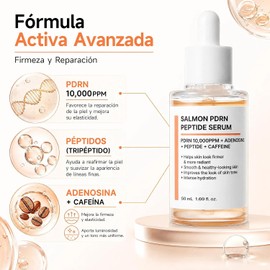 2Pcs Sueros Facial de Salmón PDRN 10000ppm con Adenosina,Complejo de 6 Péptidos y Cafeína,Suero Facial Hidratante Reafirmante, Hidratación Intensa,Mejora Textura,Suero para Todo Tipo de Piel (2PC)