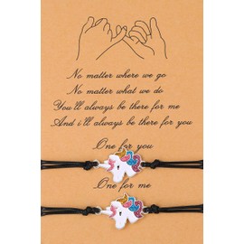 morniface Pinky Pomise Distance Matching Unicorn Bracelet for Best Friends Couple Family Women Mens Teen (unicorn Bracelet)