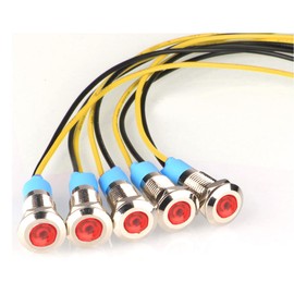 Gebildet 5pcs 8mm 230V AC LED Metal Indicator Light Waterproof Signal Lamp (Red)