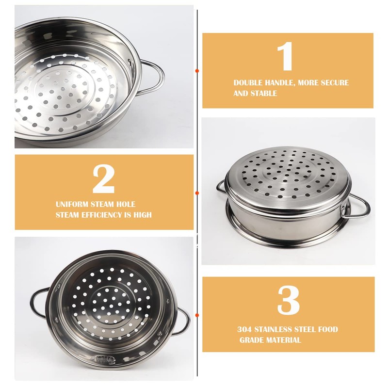 Stainless Steel Steamer Pot - 7 Inches Round with Cooking