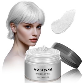 White Hair Spray Color Temporary Hair Color Wax 4.23Oz, Washable Kids Women Men Temporary Hair Dye Wax Clays, Natural Hair Spray Color for Halloween, Christmas, Party, Cosplay, Role Playing (White)