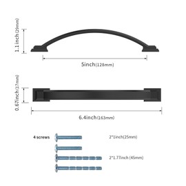 KNOKLOCK 10 Pack 5 Inch(128mm) Kitchen Cabinet Handles Matte Black Cabinet Pulls Kitchen Cabinet Hardware Drawer Pulls for Cupboard Wardrobe