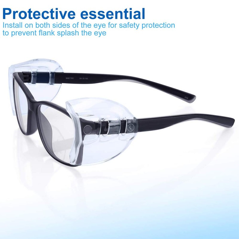 2 Pairs Safety Glasses Side Shields, Flexible Clear Anti-Slip On