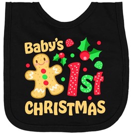 inktastic Baby's First Christmas -Gingerbread Cookie Newborn Bib Black 42f07