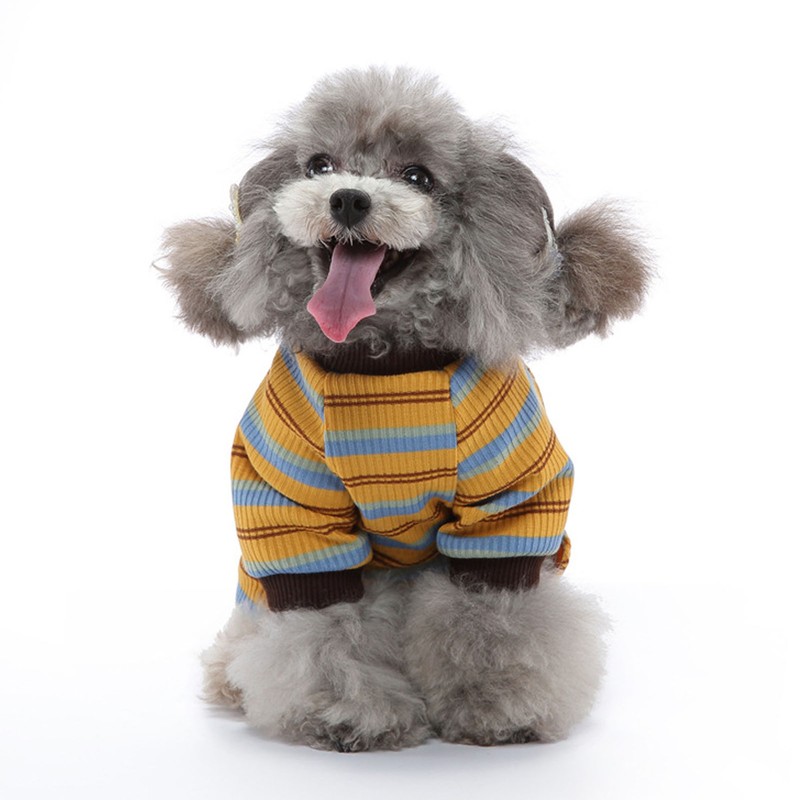 Striped Dog Pajamas Soft Stretchy Warm 4 Legged Puppy Jumpsuit