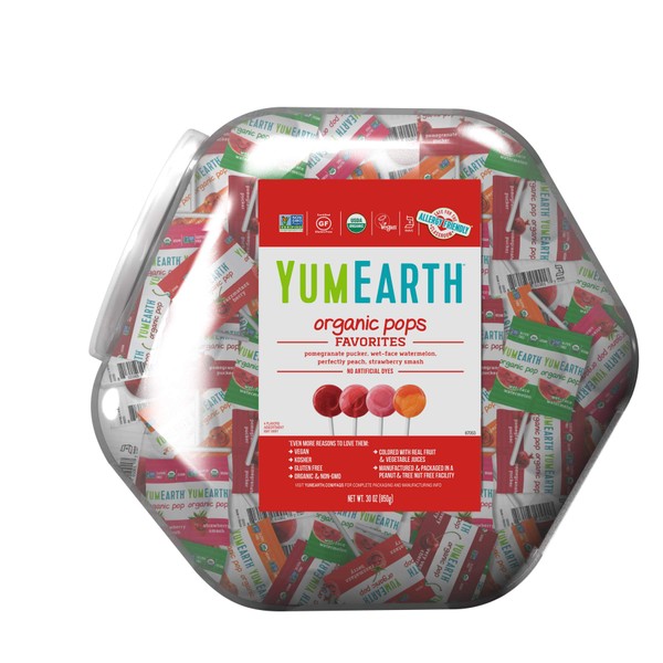 YumEarth Organic Lollipops, Variety Pack, 30 ounce (pack of 1) - Allergy Friendly, Non GMO, Gluten Free, Vegan (Packaging May Vary)