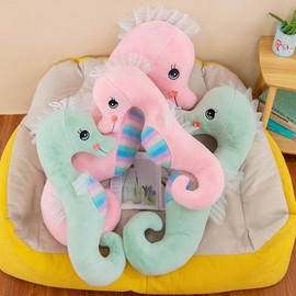 Uixxducc Seahorse Cuddly Toy, Cute Seahorse Plush Toy, Soft Seahorse Cushion, Gift for Children/Adults (Green, 50 cm)