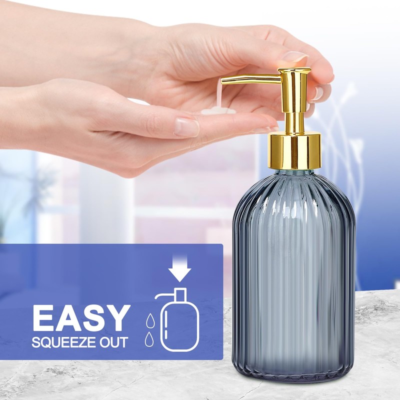 Haturi Bathroom Accessories Set, 4 Pcs Blue Glass Bathroom Accessories