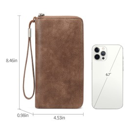 GAEKEAO Women's Purse, Large Capacity Leather Women's Purse Zip Clutch with RFID Blocking and Multiple Wallet, Retro leather #brown, Vintage