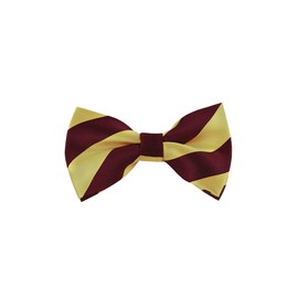 Romario Manzini collegiate Stripe Pre-Tied Bow Tie (Burgundy and Honey Gold)