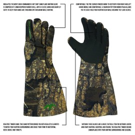 HOT SHOT Duck Commander x Men's Flare Realtree Timber Camo Glove - Gauntlet Cuff, Neoprene Shell, Fleece Lined, Medium